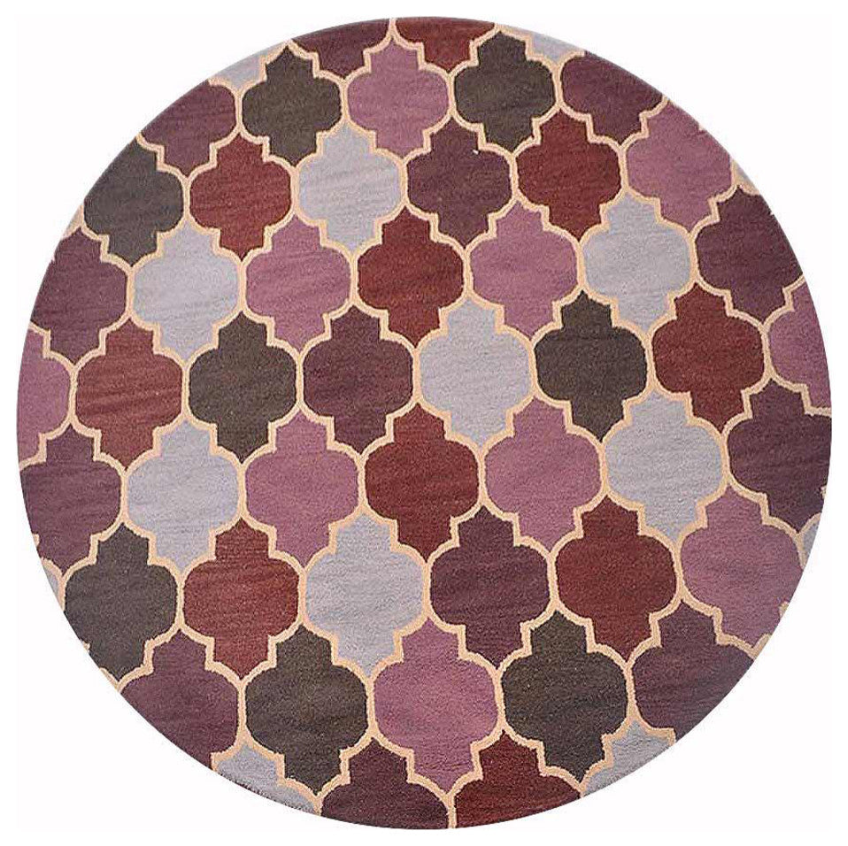 HAND TUFTED WOOL ECO-FRIENDLY AREA RUGS - Round,Multicolor,Geometric