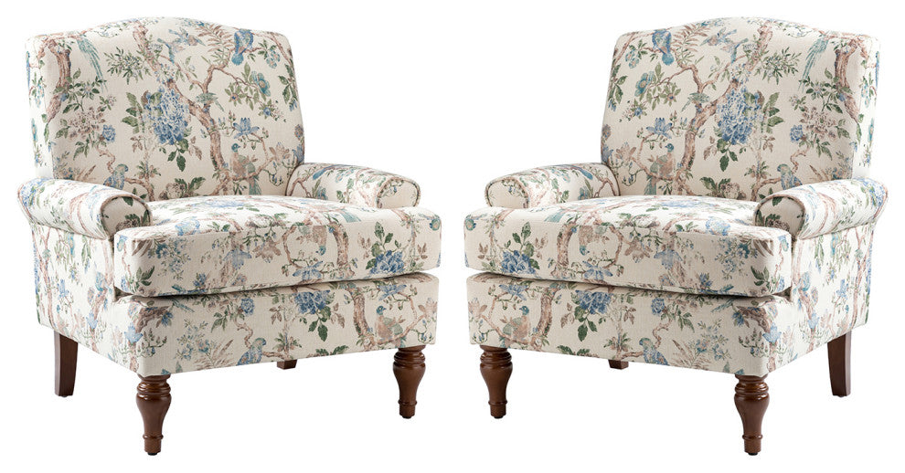 Trasitional Armchair with Solid Wood Legs Set of 2, Bird