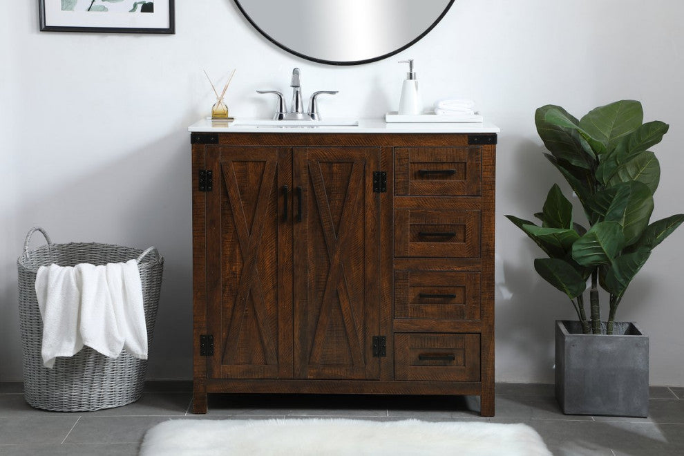 Home Living 19" Modern Espresso-Light Bathroom Vanity, Espresso