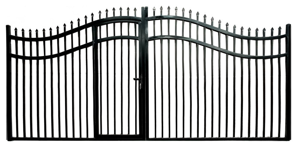 Aleko VIENNA Style 12' Steel Dual Swinging Driveway Gate With Pedestrian Gate