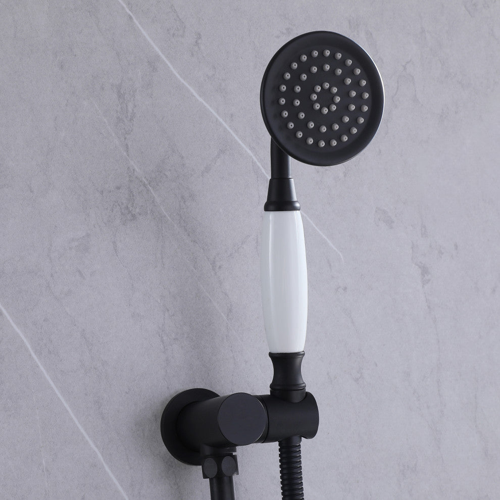 Complete Shower System, Mid-Century Modern Style, Matte Black