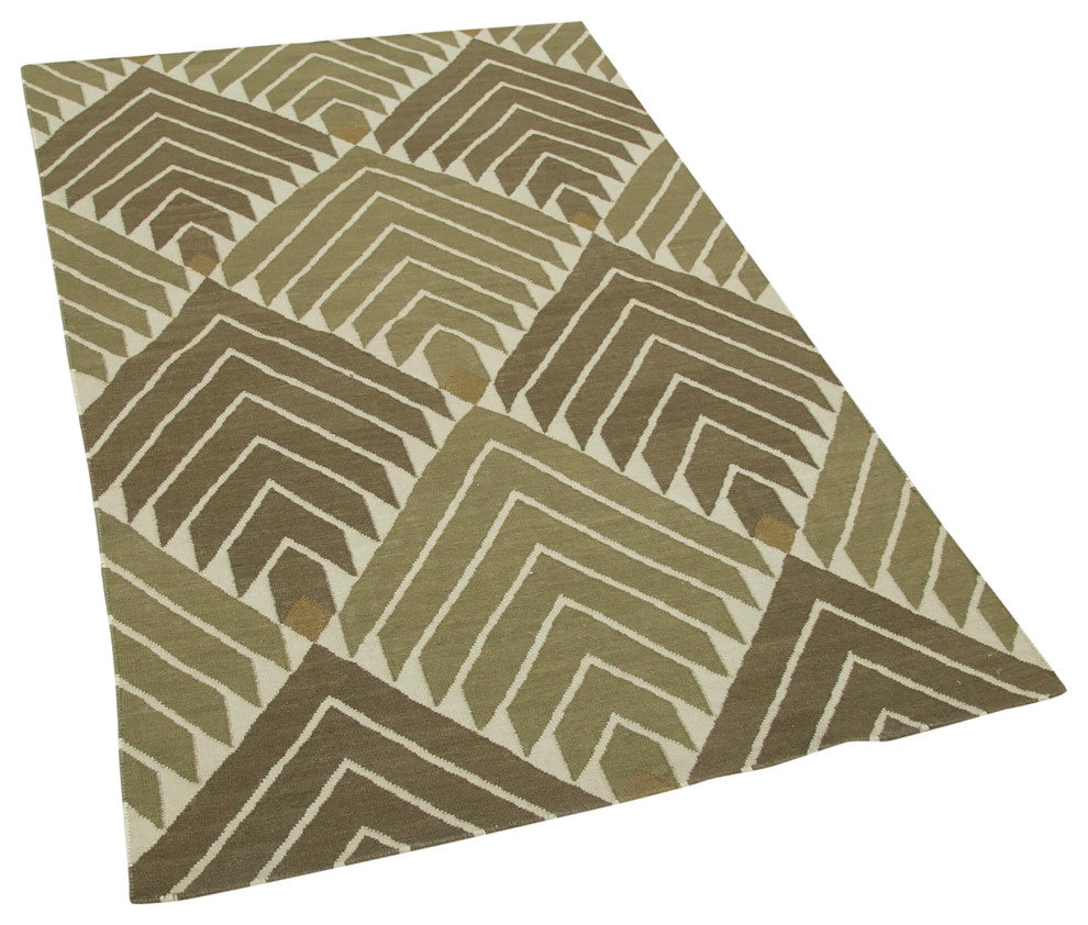 Rug N Carpet - Handmade Wool 3' 6'' x 5' 8'' Flatweave Dhurrie Kilim Rug