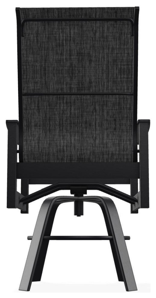 Leeward Sling Balcony Height Outdoor Swivel Armchair, Augustine Shadow/Black