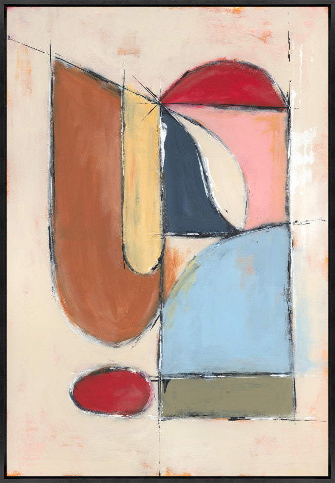 36x53 Whimsical Puzzle II, Framed Artwork, Black
