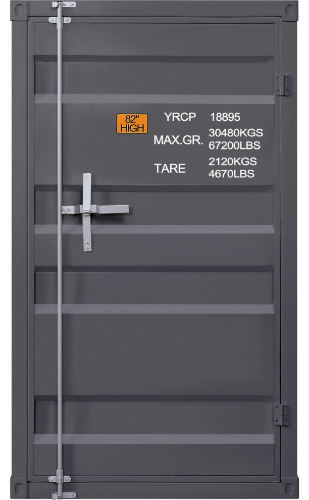 Metal Frame Chest With Single Door, Gunmetal Finish