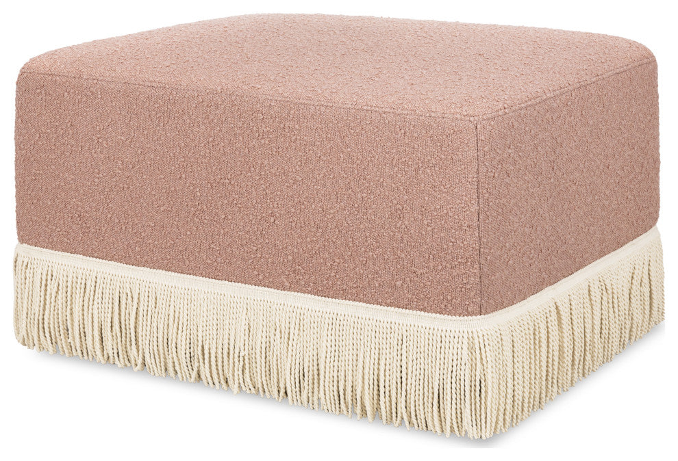 Crawford Gliding Ottoman, Boucle with Tassel Fringe, Rose