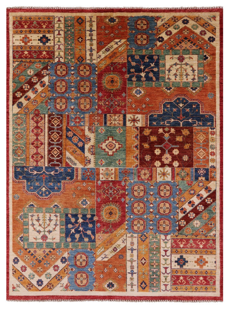 5' 11" X 8' 0" Hand-Knotted Super Kazak Wool Rug - Q11027