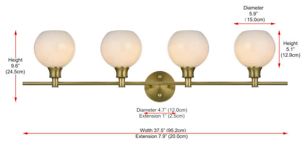 Elegant Lighting LD2323 Collier 4 Light 38"W Vanity Light - Satin Gold