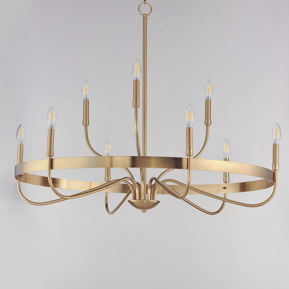 Maxim 14499 Frankie 9 Light 40"W Taper Candle Style Chandelier - Satin Nickel