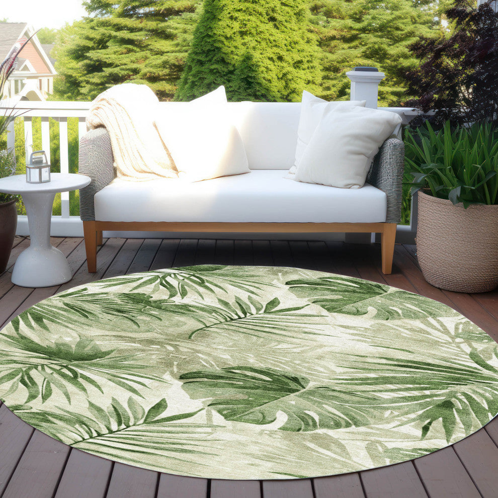 Machine Washable Indoor/Outdoor Chantille ACN1886 Aloe 8' x 8' Round Rug