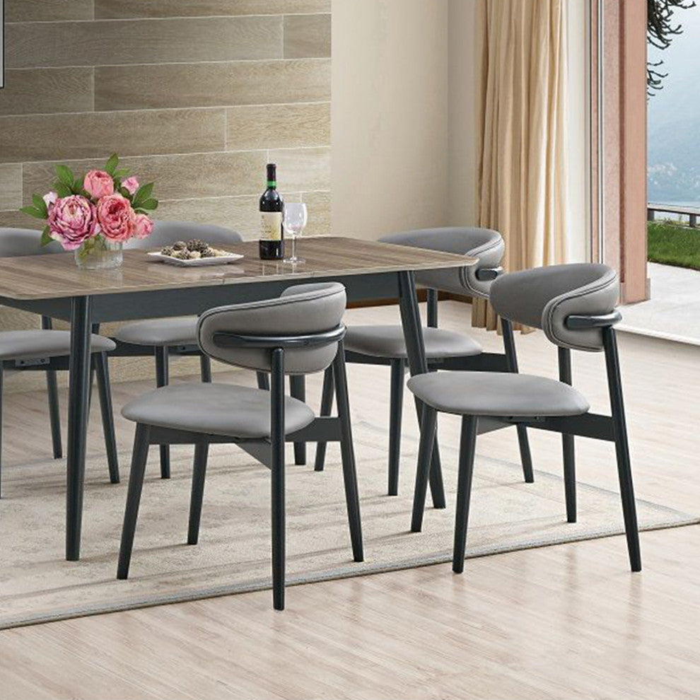 Set of 2 Upholstered Side Chairs in Gray and Black