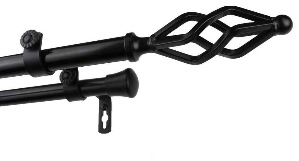 Vinci 13/16 inch Double Corner Window Curtain Rod, Black, 28-48"