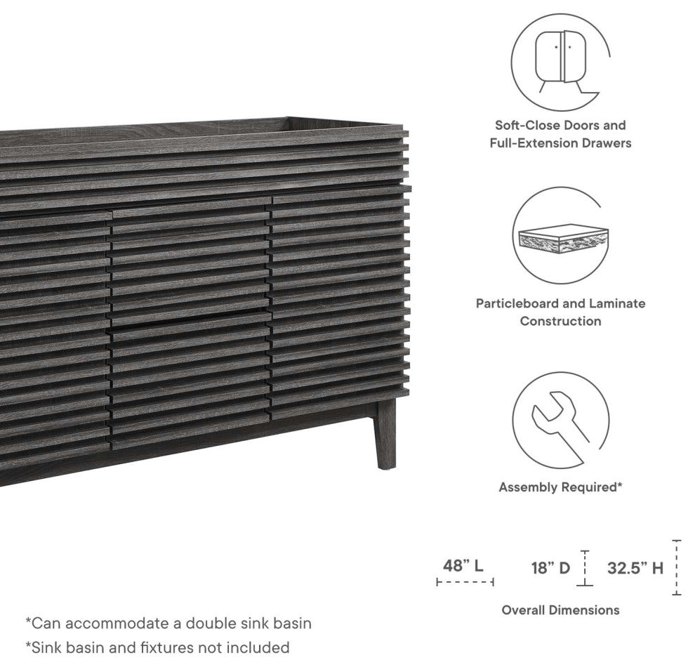 Render 48" Double Bathroom Vanity Cabinet, Charcoal