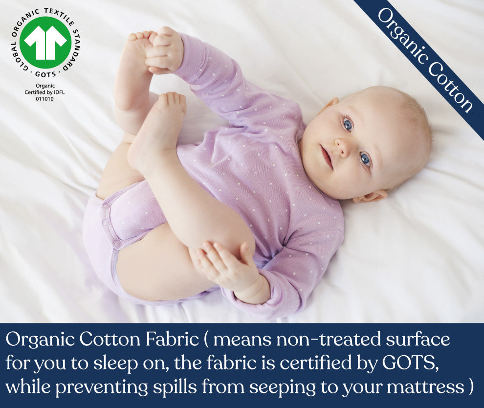 Delara Organic Cotton Waterproof Ultra Soft 300TC Mattress Protector, Full, 54"x75"