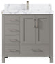 Malibu 36 Center Sink Bath Vanity in Elephant Skin Gray 2" Calacatta Poanazzo