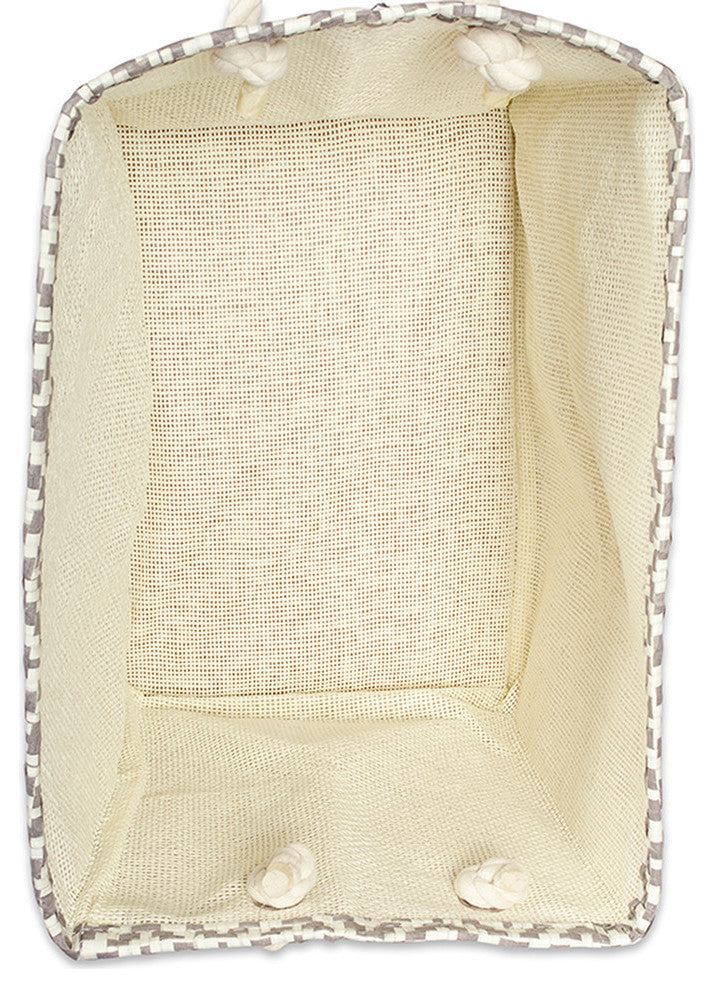 DII Burlap Bin Lattice Black Rectangle Large 18x12x15"