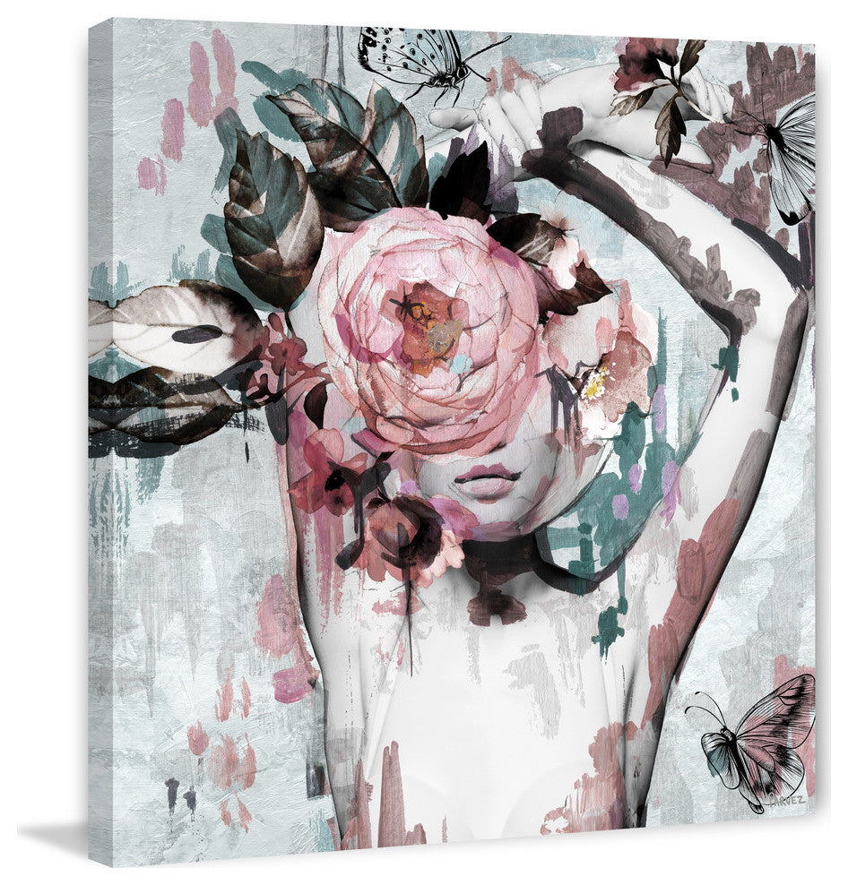 "Floral Crown Beauty II" Painting Print on Wrapped Canvas, 12"x12"