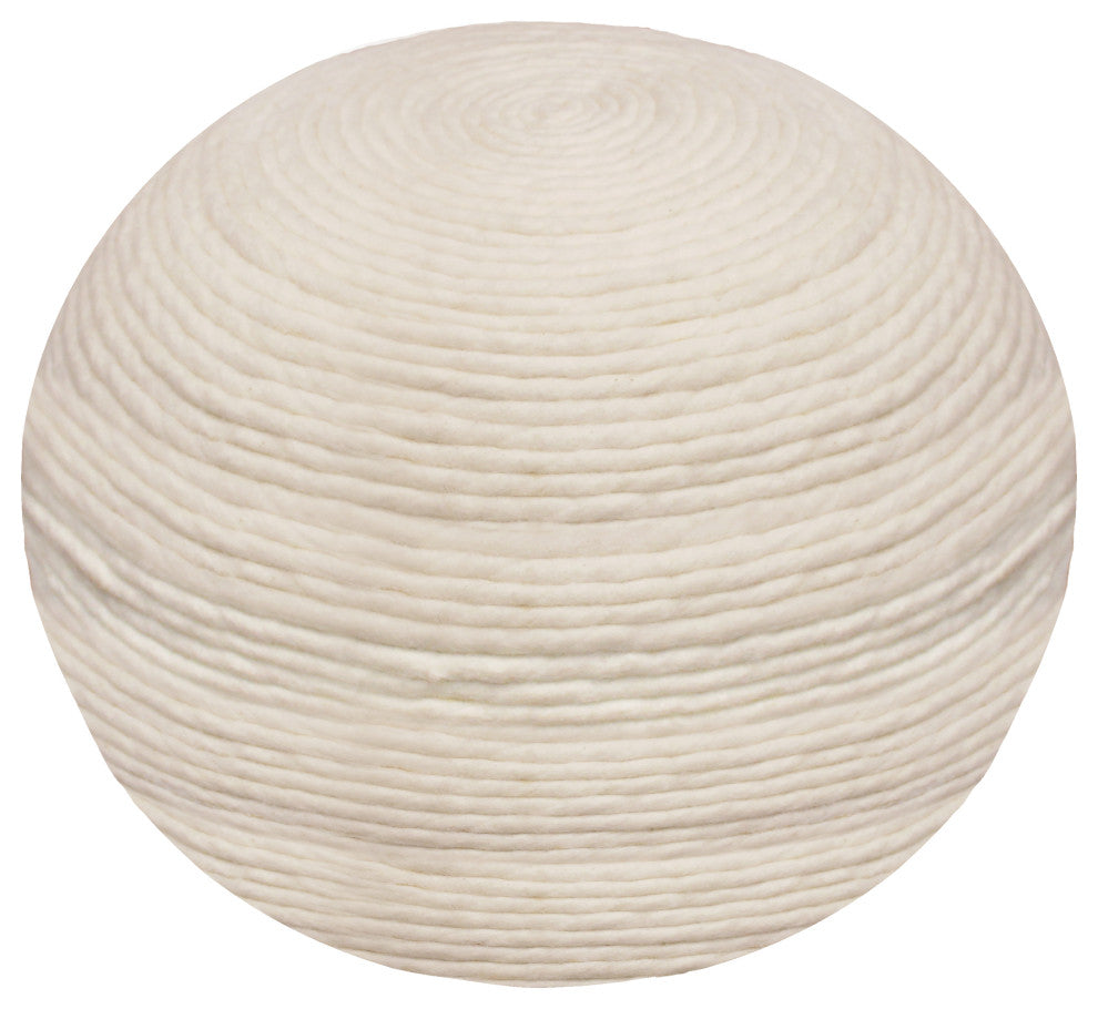 Ellie Round Pouf in Ivory Wool With Polyester Filling