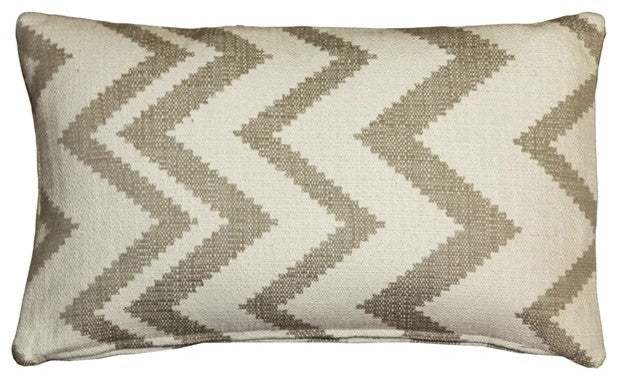 Pillow Decor - Lorenzo Zigzag Cream 12 x 20 Throw Pillow