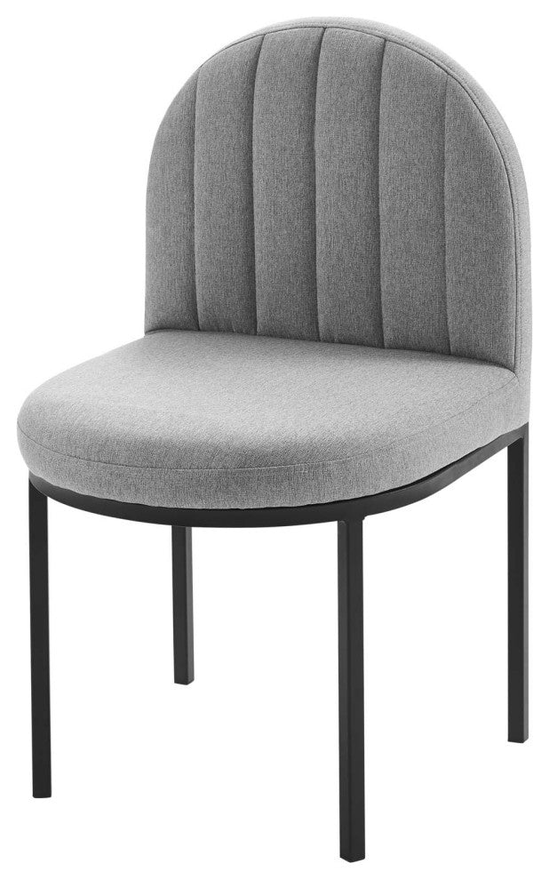 Side Dining Chair, Set of 2, Fabric, Black Gray, Modern, Bistro Restaurant