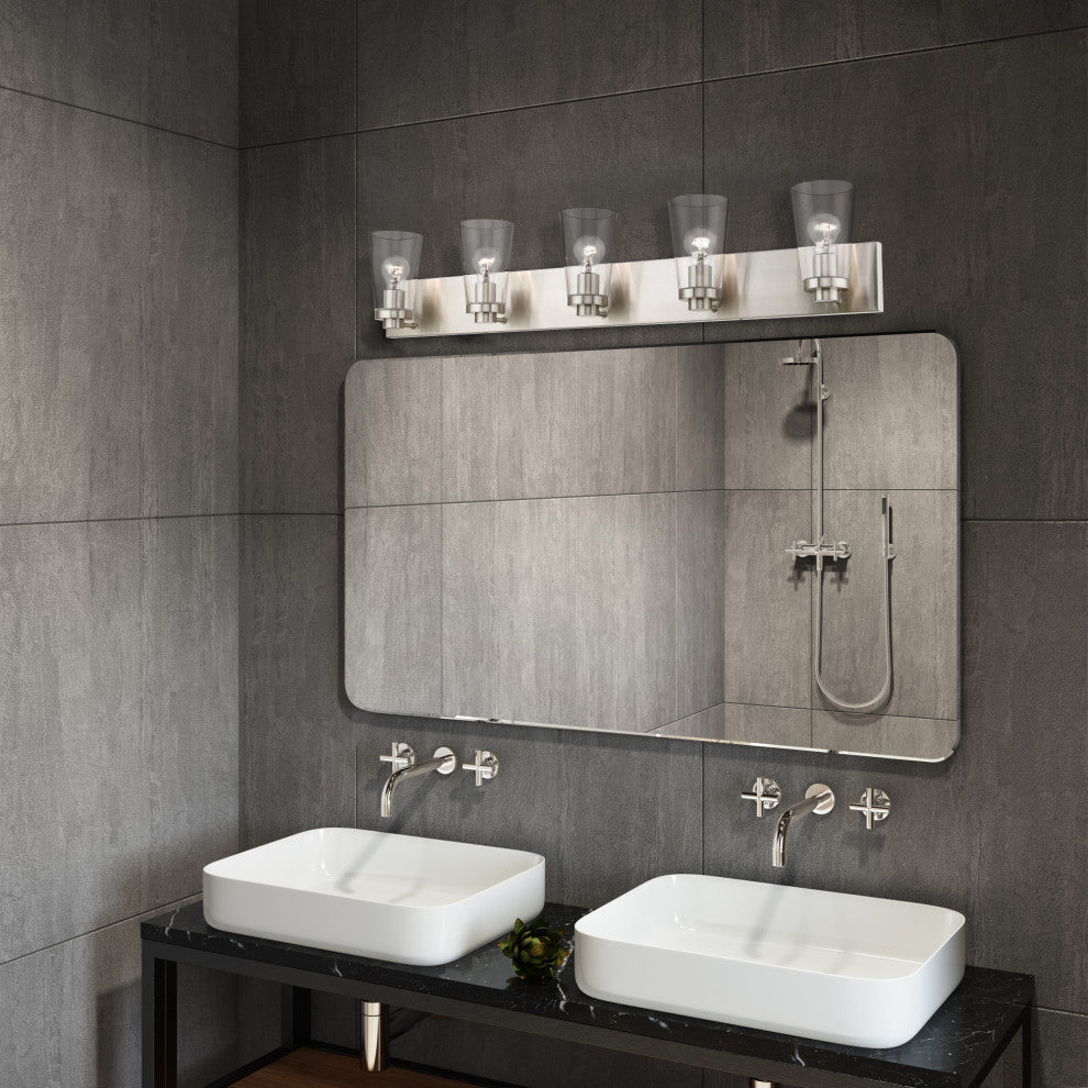 Cityview 5 Light Brushed Nickel Extra Large Vanity Sconce