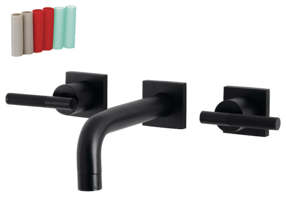 Kingston Brass KS6120CKL Two-Handle Wall Mount Bathroom Faucet, Matte Black