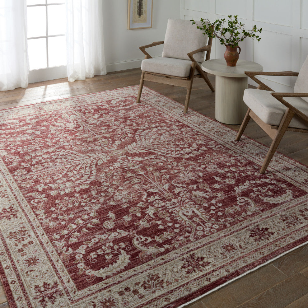 Vibe by Jaipur Living Katarina Floral Red/ Light Gray Runner Rug 2'6"X8'
