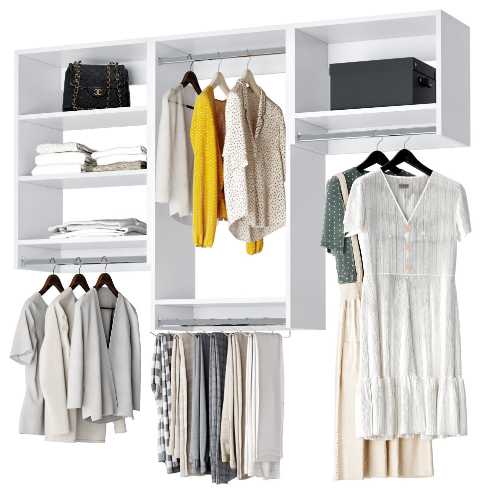 Modular Closet System Wall-Mounted Closet Hanging Organizer For 66"- 96" Closet,