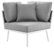 Stance Outdoor Patio Aluminum Corner Chair, White Gray