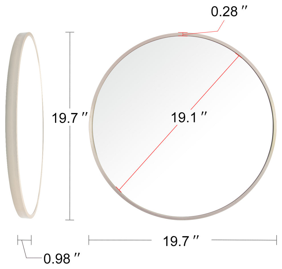 20" Round Framed Wall Mounted Bathroom Vanity Mirror, Light Gold