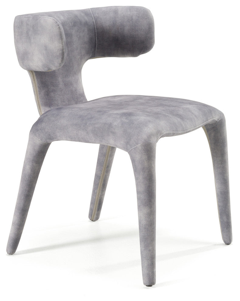 Modrest Saehee Modern Grey-Blue Velvet Dining Chair