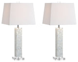 Noelle 28.5" Seashell LED Table Lamp, White, Set of 2