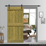 Stained Solid Pine Wood Sliding Barn Door, Jungle Green, 36"x84", Mid-Bar