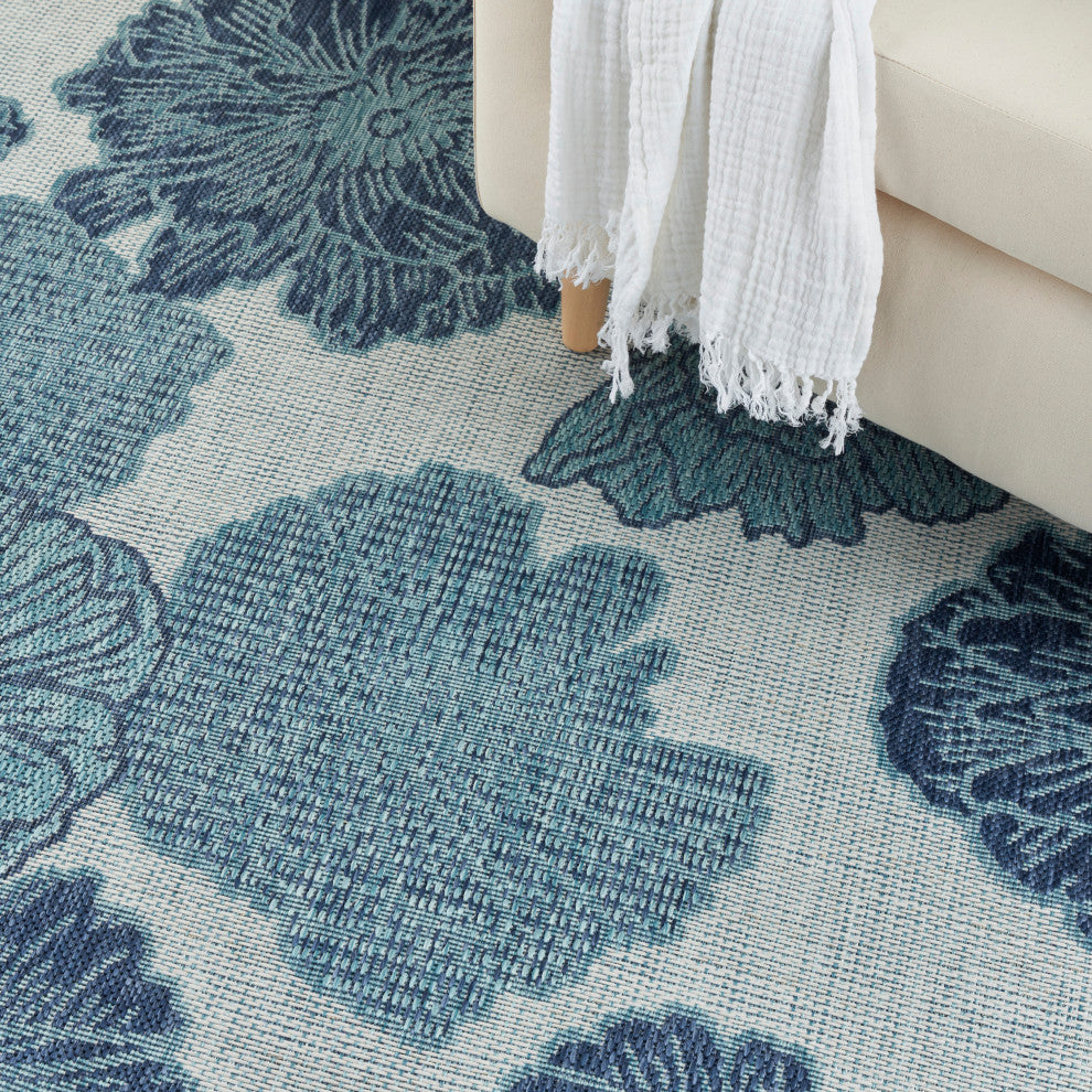 Nourison Garden Oasis 10' x 14' Blue Tropical Rug
