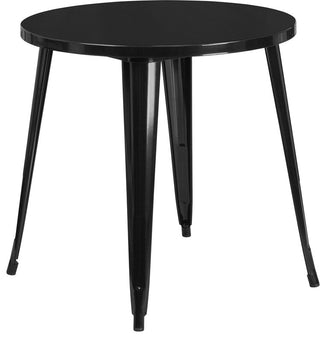 Commercial Grade 30" Round Black Metal Indoor-Outdoor Table