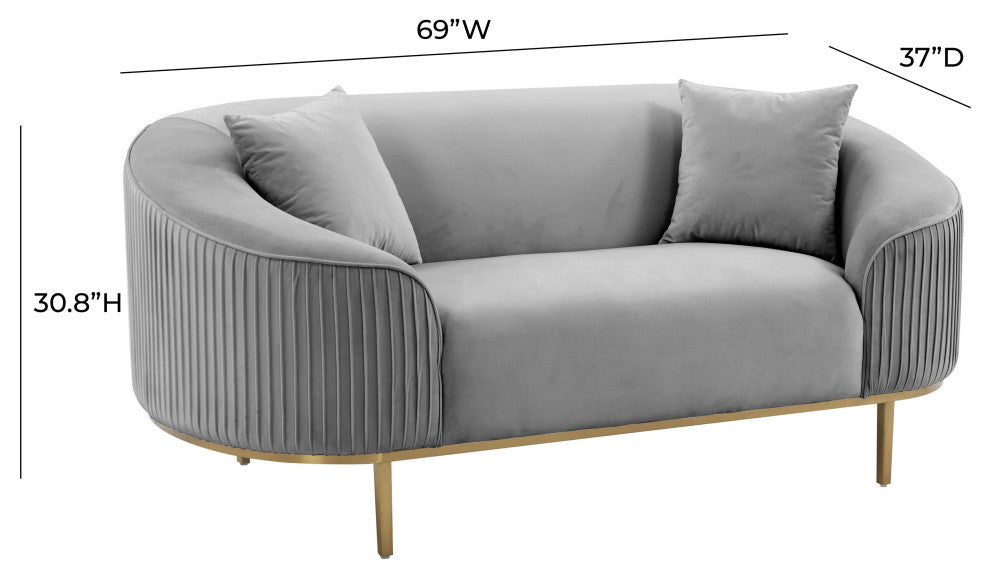 Michelle Light Gray Pleated Loveseat