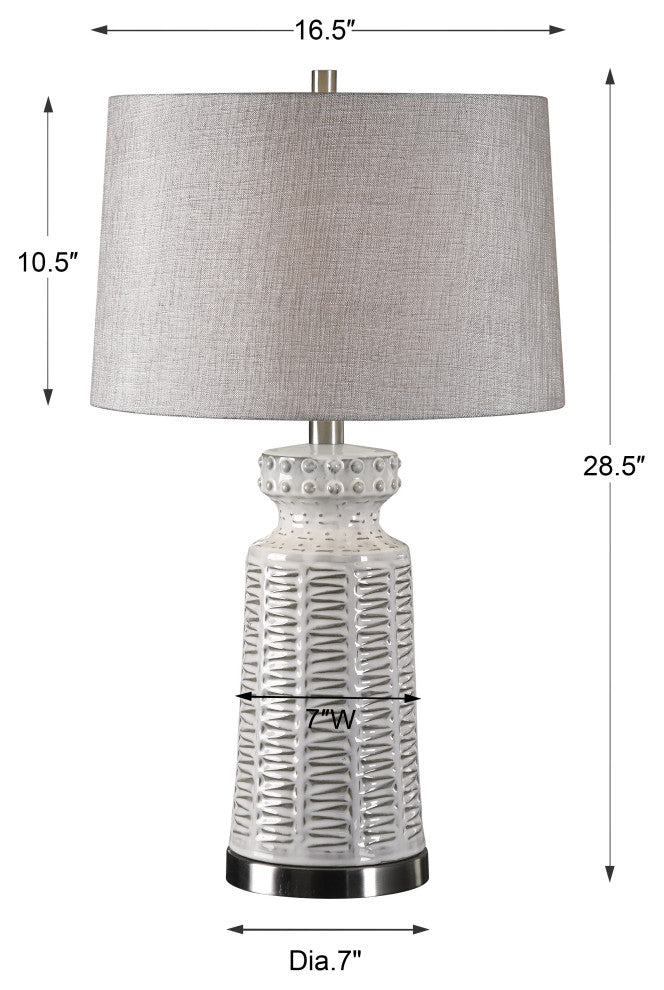 Uttermost Kansa Distressed White Table Lamp