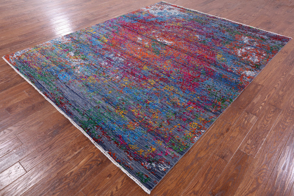 8' 0" X 10' 0" Hand-Knotted Persian Wool and Silk Rug Q9237