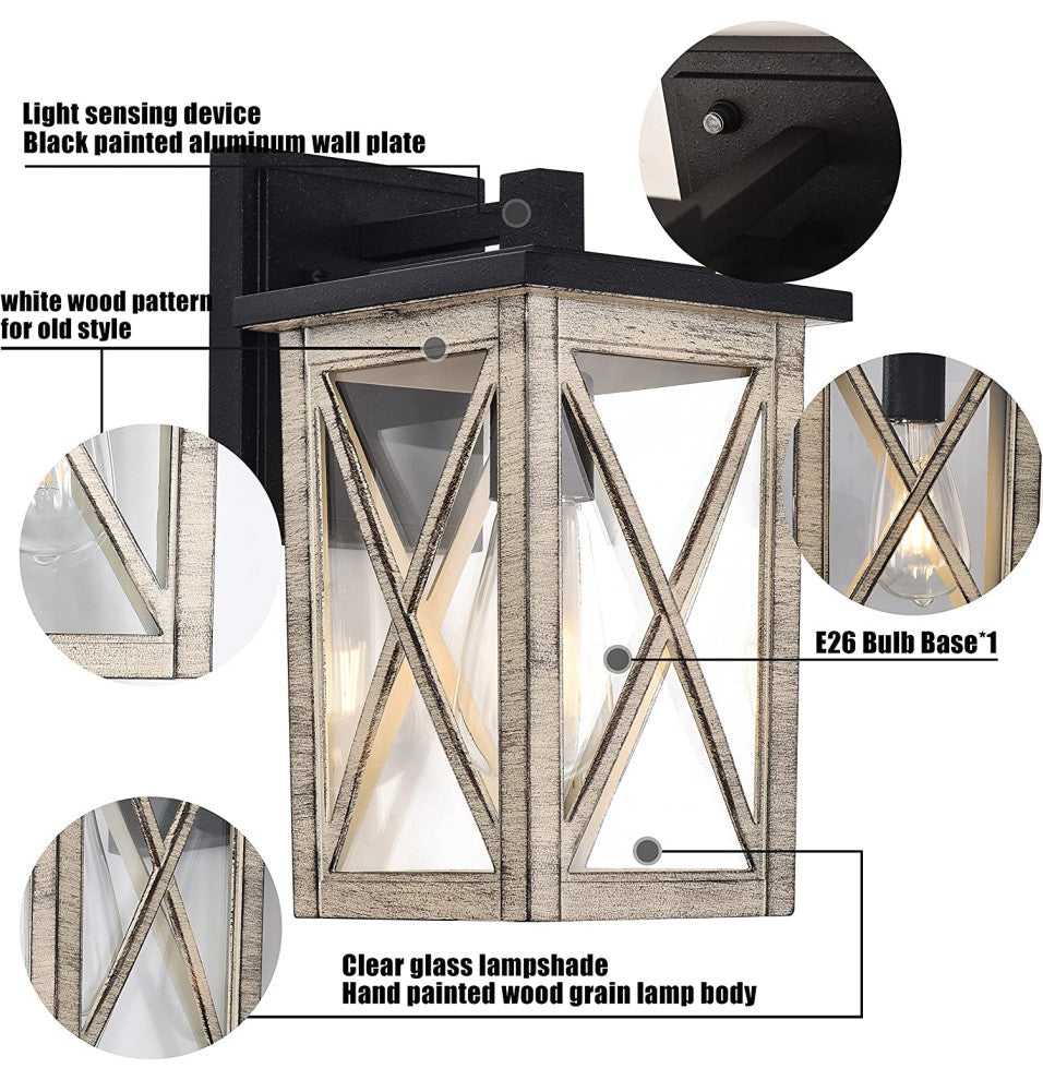 Outdoor Porch Light Dusk to Dawn Lighting Fixture Aluminum Farmhouse Lantern