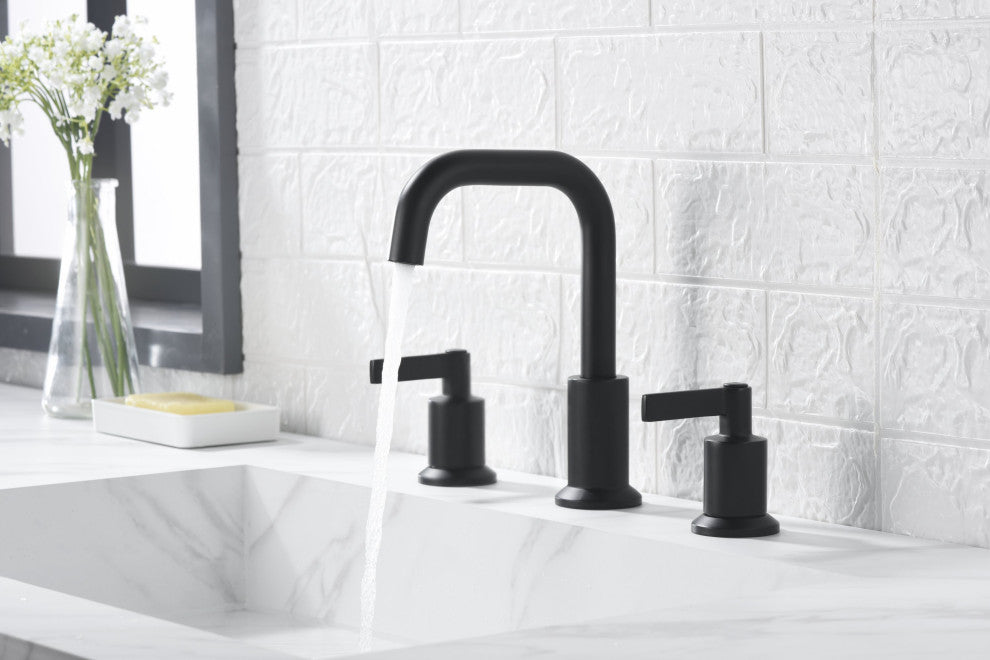 Ultra Faucets UF5700X Two Handle Bathroom Widespread Faucet, Matte Black