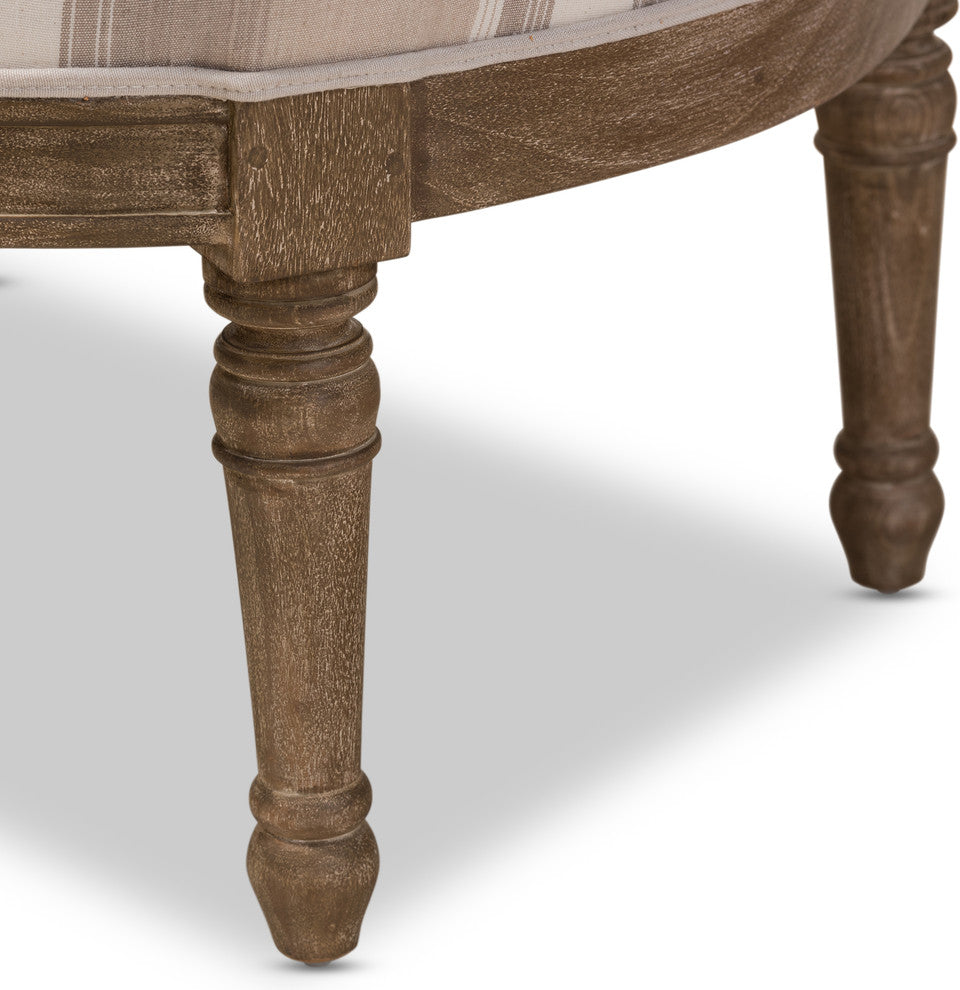 Charlemagne Traditional French Accent Chair, Oak, Brown Stripe
