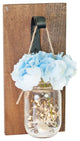 Mason Jar Decor Wall Decor Walnut Color Blue Flower Wide Hook with Lighting