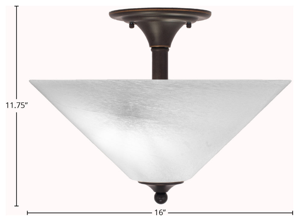 Semi-Flush 2-Light Semi-Flush Mount, Dark Granite/White Marble