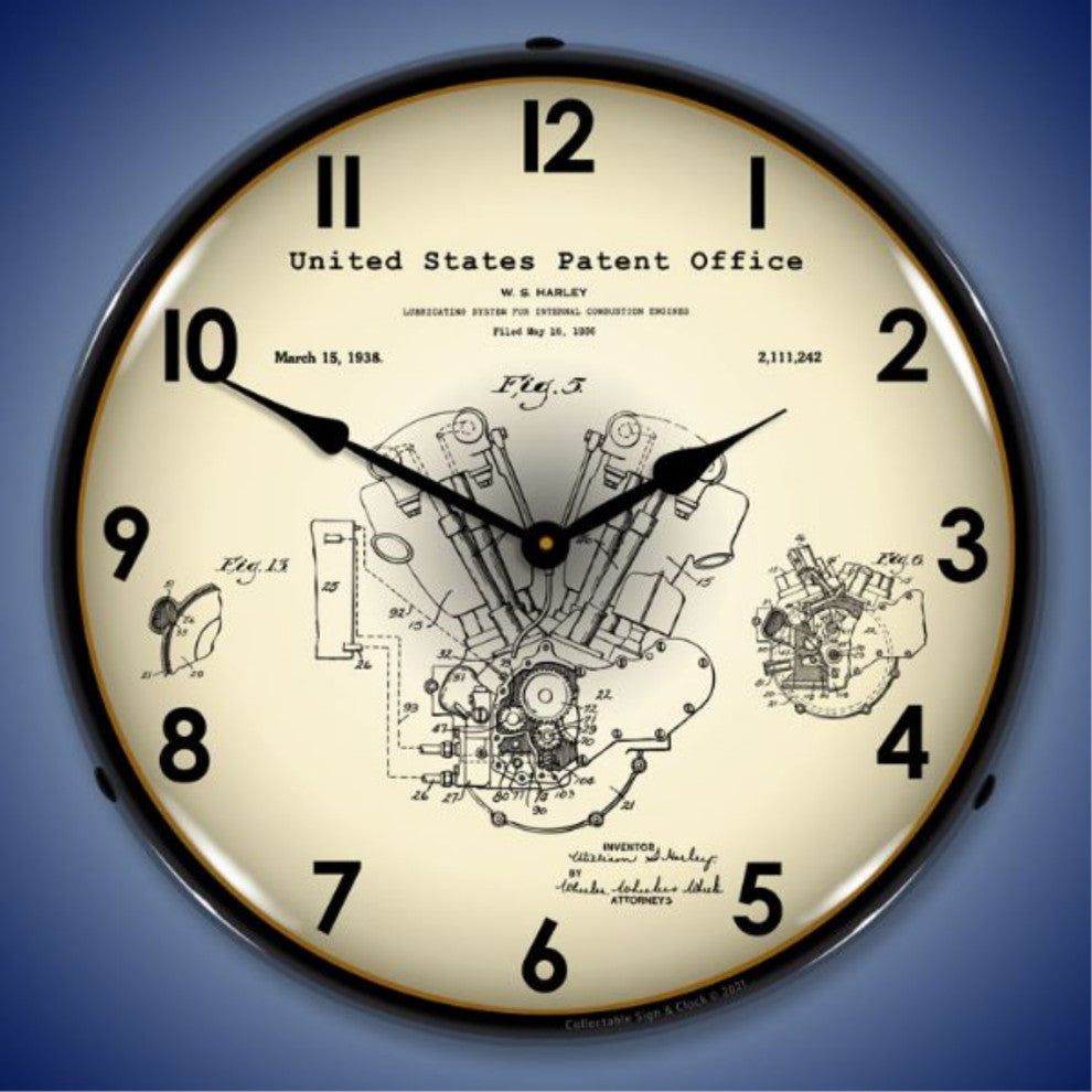 21031200 Harley Davidson Knucklehead 1938 Patent Clock