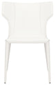 Wayne Dining Chair, Armless Side Chair, Leather Guest Chair, Leather, White