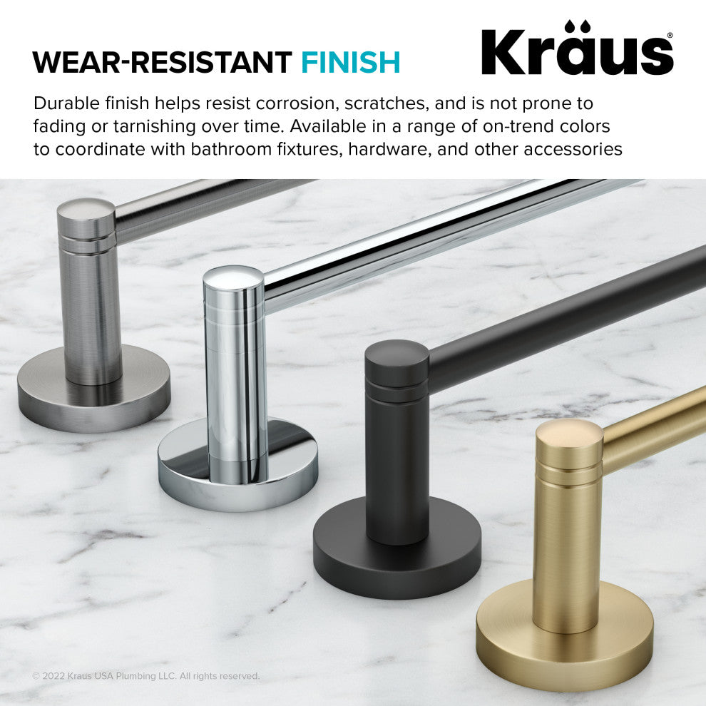 Elie Bathroom Shelf With Towel Bar, Brushed Gold