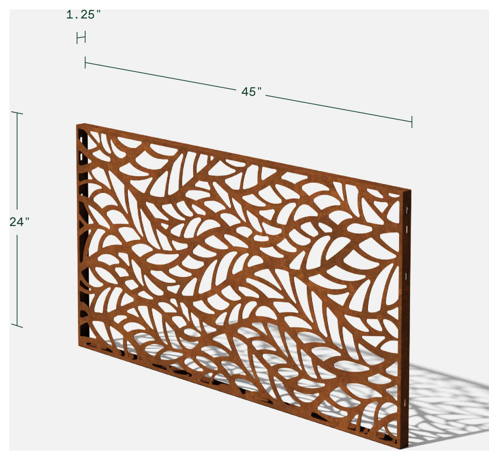 Alta Corten Steel Decorative Screen Panel, Flowleaf