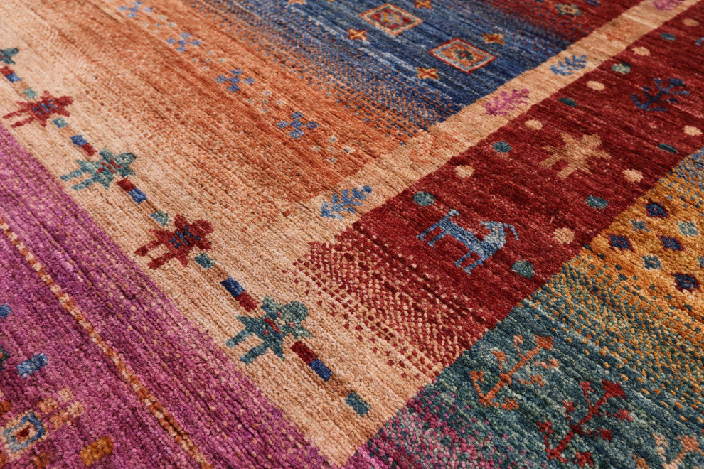 4' 1" X 6' 0" Tribal Persian Gabbeh Hand Knotted Rug Q4945