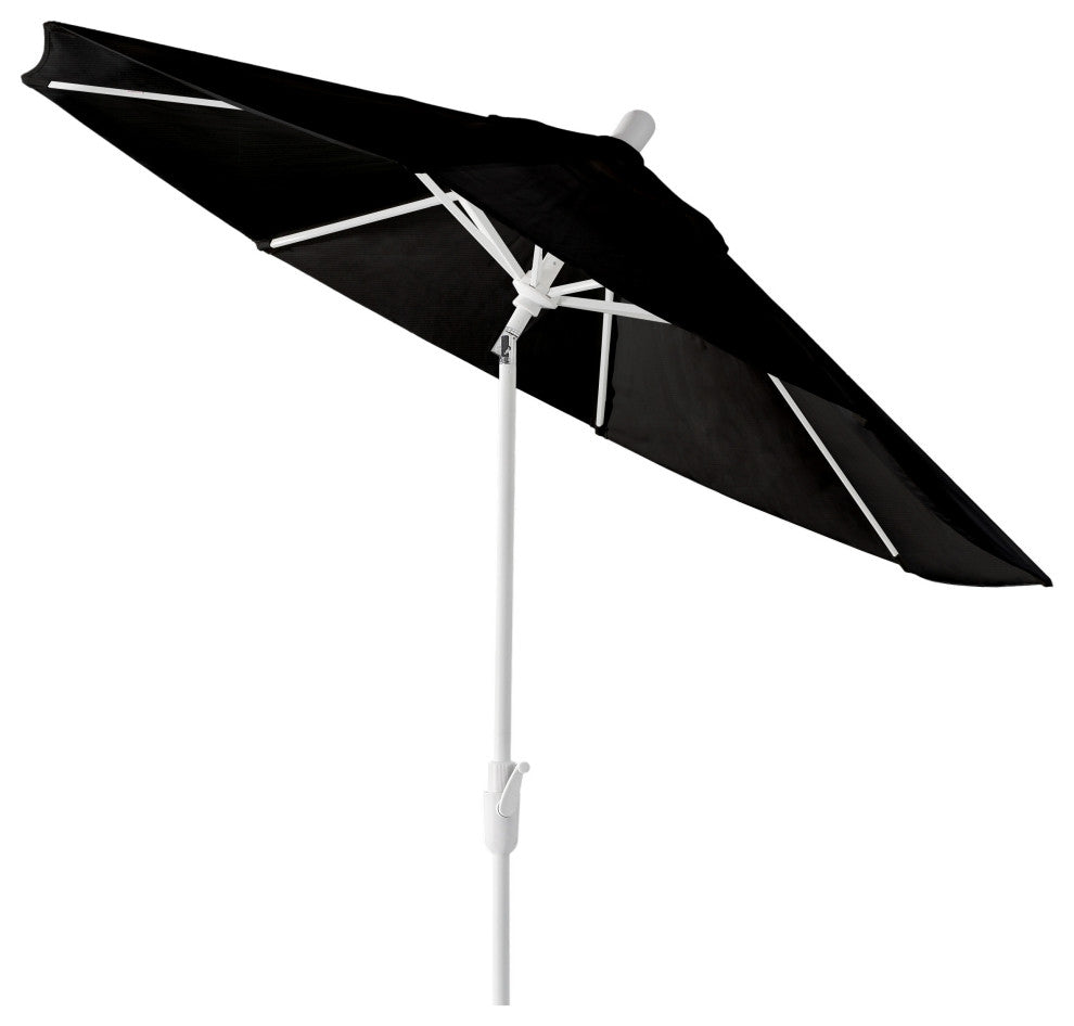 9' Round 360 Rotating Auto Tilt Umbrella, White, Sunbrella, Black