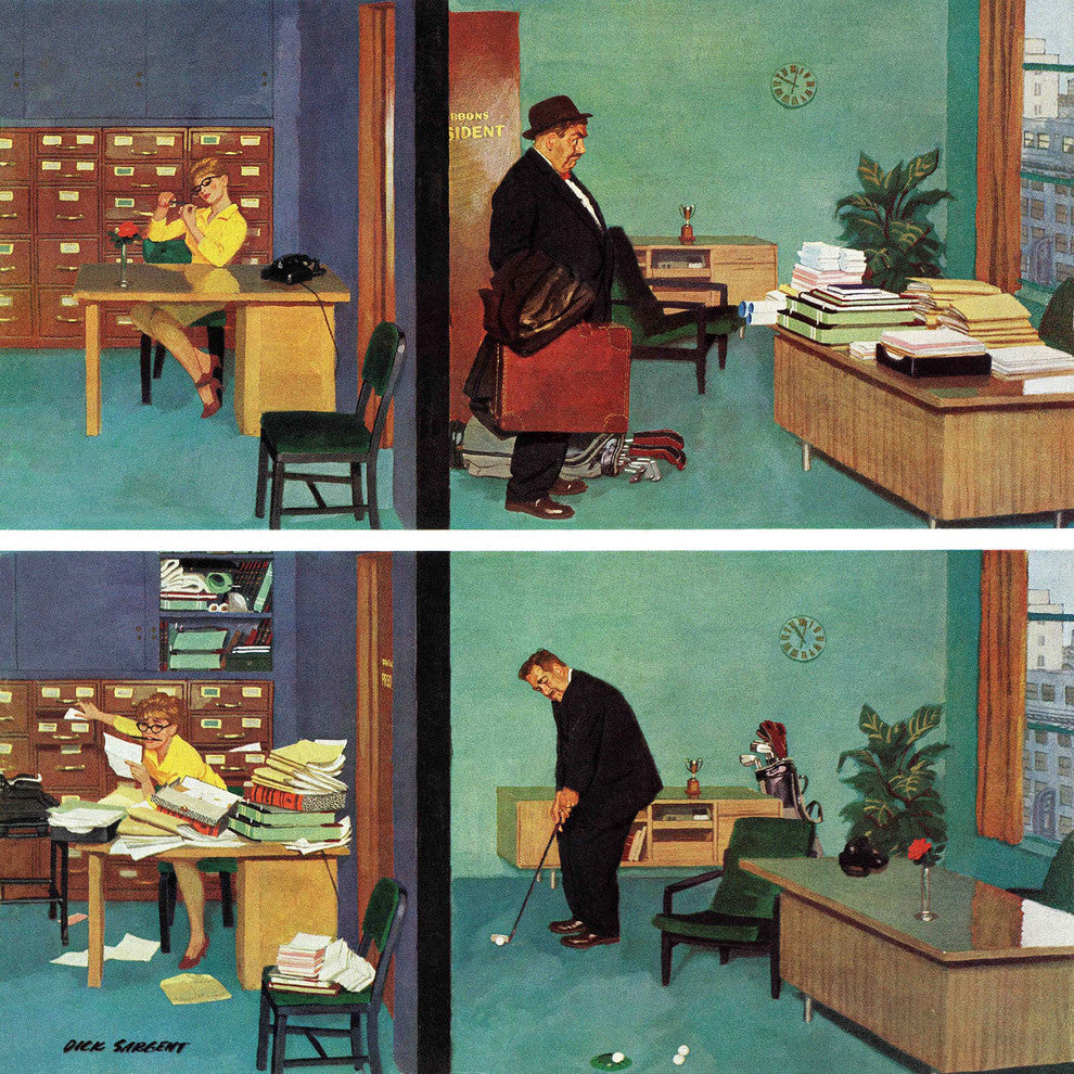 "Putting Time in the Office" Print on Canvas by Richard Sargent
